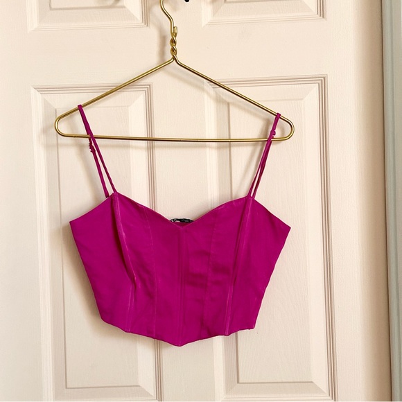 Zara Tops - Zara Pink Crop Top with Sweetheart Neckline